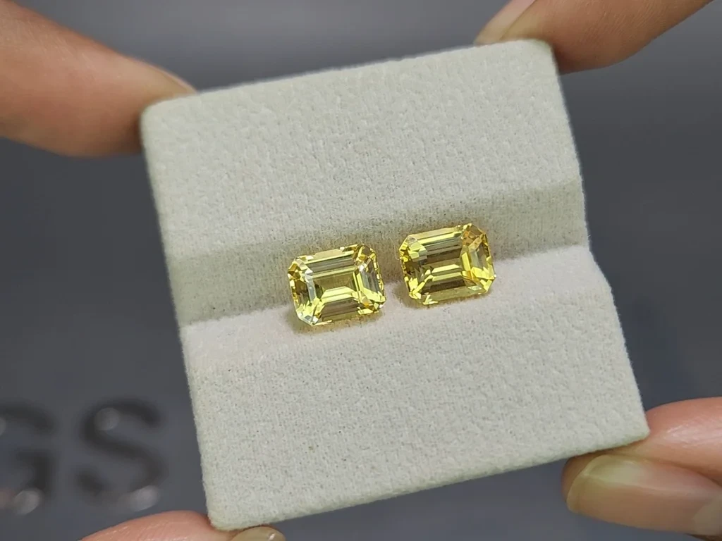 Pair of unheated sapphires Golden Yellow octagon cut 6.53 carats, Sri Lanka Image №4