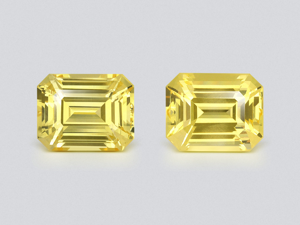 Pair of unheated sapphires Golden Yellow octagon cut 6.53 carats, Sri Lanka Image №1