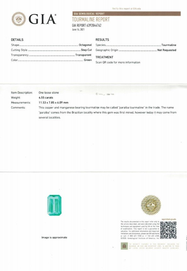 Bright Paraiba tourmaline, octagon cut 4.55 ct, Mozambique Image №4