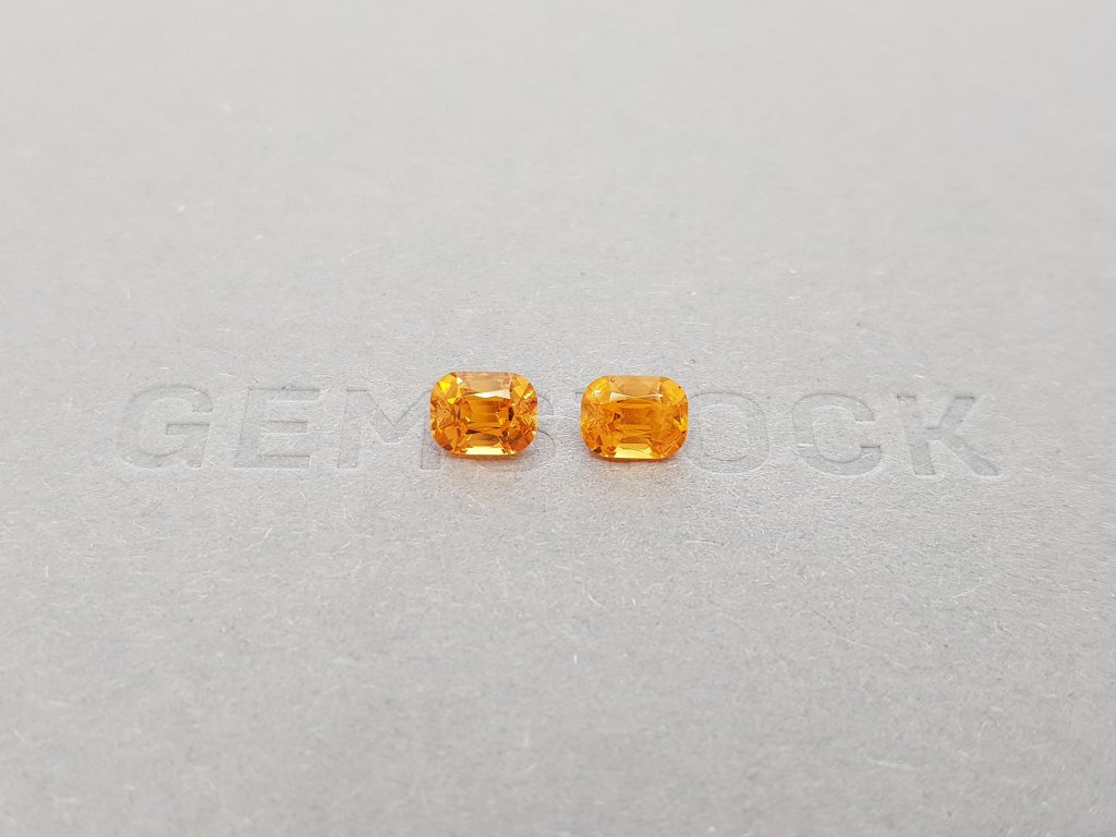 Pair of bright cushion cut spessartines 2.11 ct, Nigeria Image №1