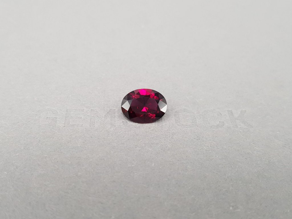 Red rhodolite garnet 3.03 ct in oval cut, Tanzania Image №2