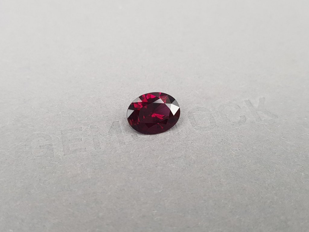 Red rhodolite garnet 3.03 ct in oval cut, Tanzania Image №3