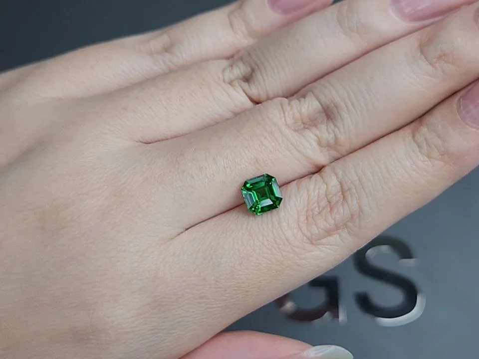 Vivid green tsavorite garnet in octagon cut 1.56 carats, Tanzania  Image №2