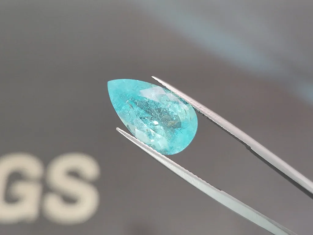 Neon blue tourmaline Paraiba in pear cut 7.14 carats, Mozambique Image №3