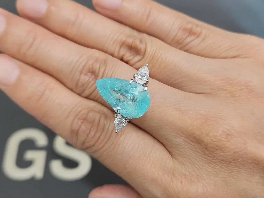 Neon blue tourmaline Paraiba in pear cut 7.14 carats, Mozambique Image №4