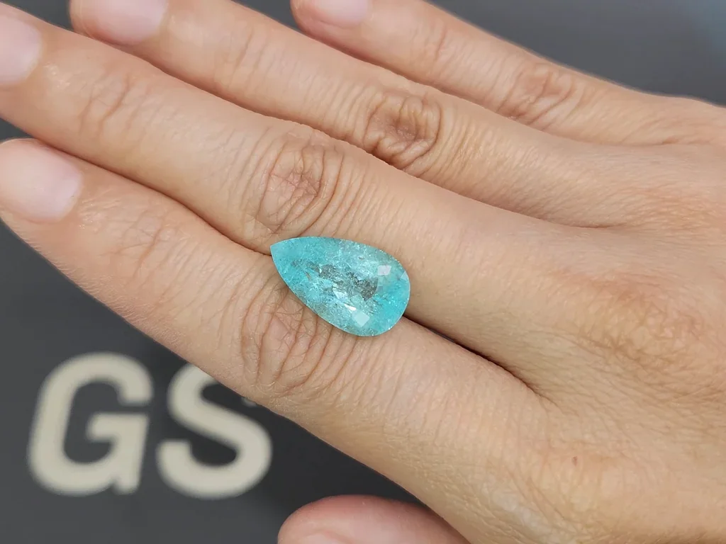 Neon blue tourmaline Paraiba in pear cut 7.14 carats, Mozambique Image №2