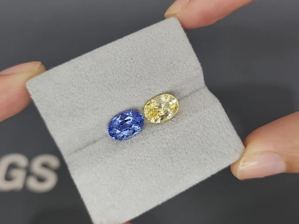 Contrasting pair of unheated sapphires oval cut 4.24 carats, Sri Lanka Image №4
