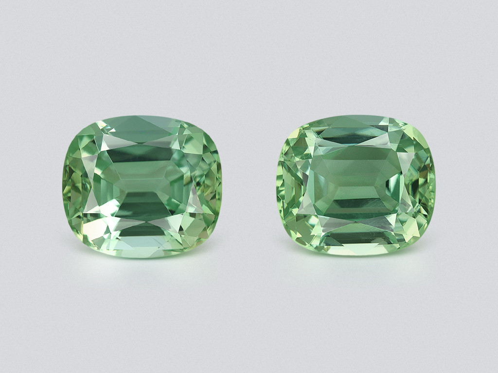 Pair of tourmalines mint cushion cut 12.38 carats, Colombia Image №1