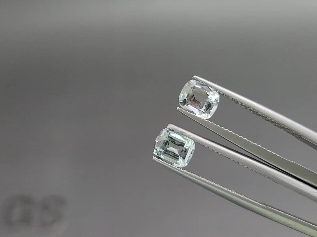 Set of aquamarines  cushion cut  2.74 carats, Madagascar Image №4