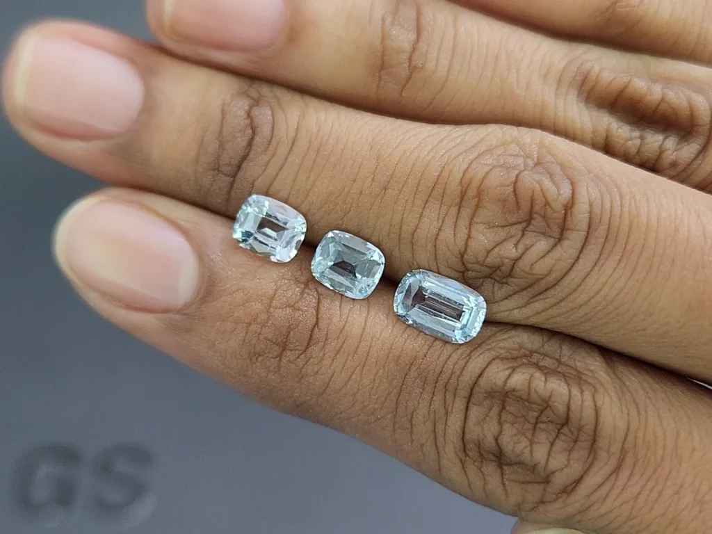 Set of aquamarines  cushion cut  2.74 carats, Madagascar Image №2