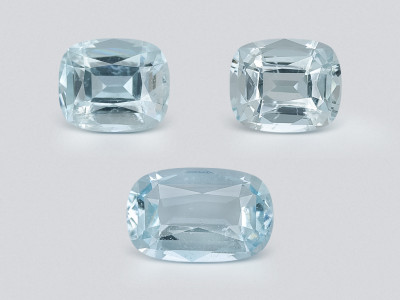 Set of aquamarines  cushion cut  2.74 carats, Madagascar photo