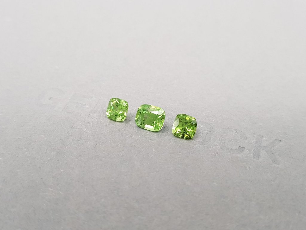 Set of green tsavorite garnets in cushion cut 1.86 ct Image №4