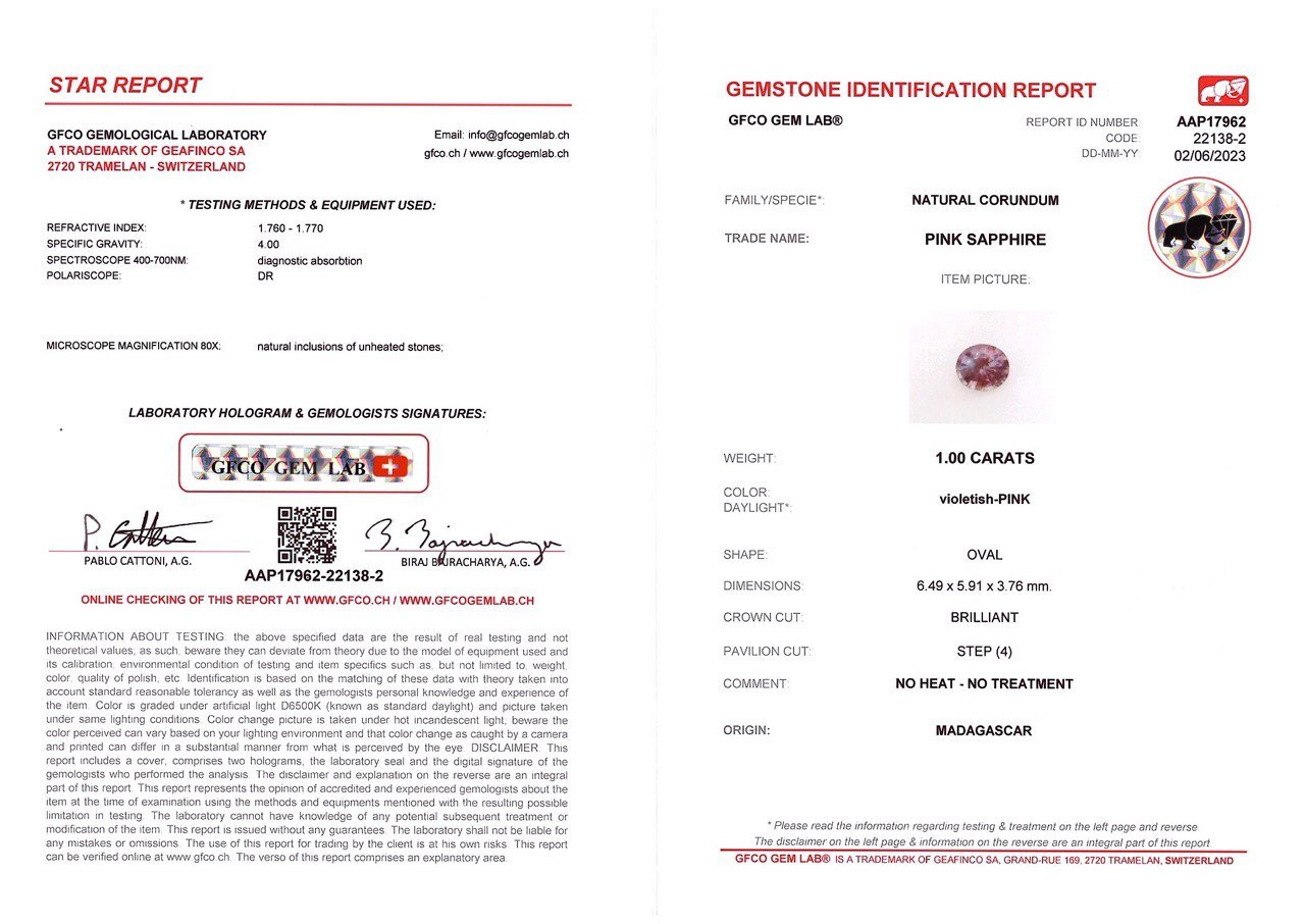 Unheated oval cut pink sapphire 1.00 ct, Madagascar Image №5