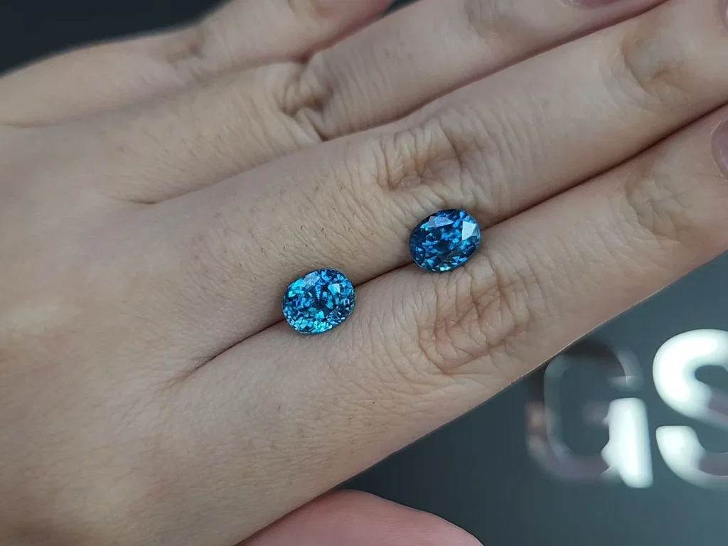Pair of blue zircons oval cut 5.93 carats, Cambodia Image №2