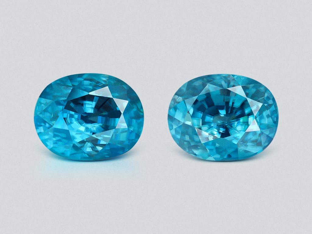 Pair of blue zircons oval cut 5.93 carats, Cambodia Image №1