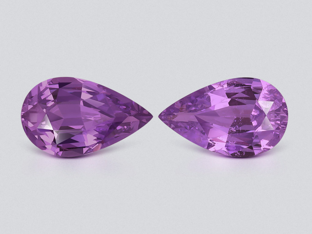 Pair of unheated purple sapphires pear cut 2.50 carats, Madagascar Image №1