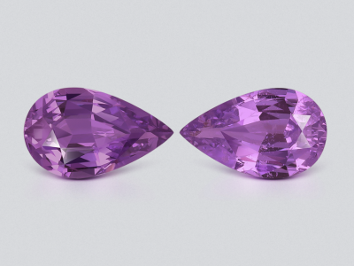 Pair of unheated purple sapphires pear cut 2.50 carats, Madagascar photo