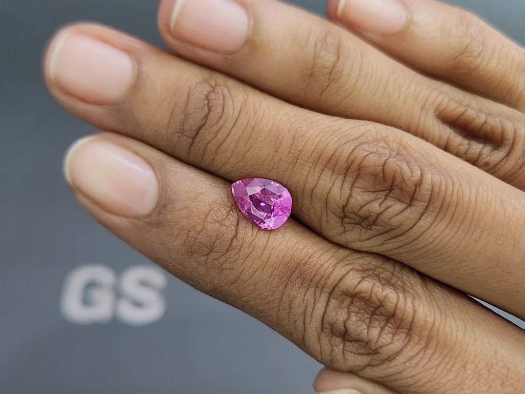Unheated pink sapphire pear cut 2.02 carats, Madagascar Image №2