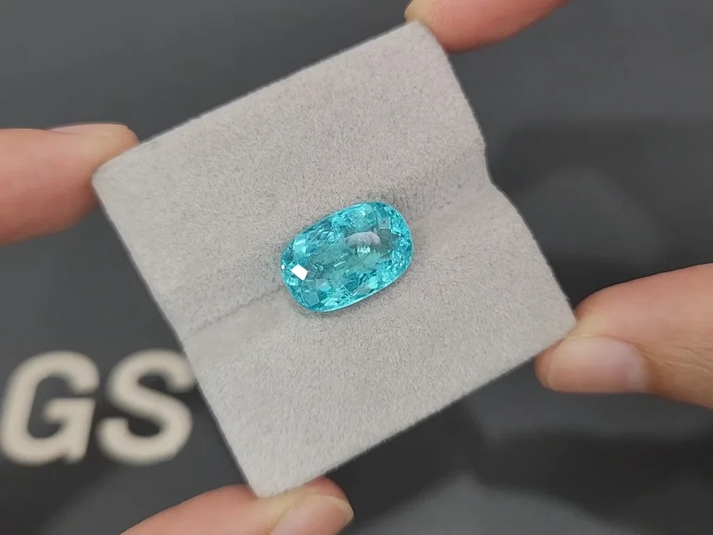Neon Paraiba tourmaline greenish blue cushion cuts 7.47 carats, Mozambique Image №4