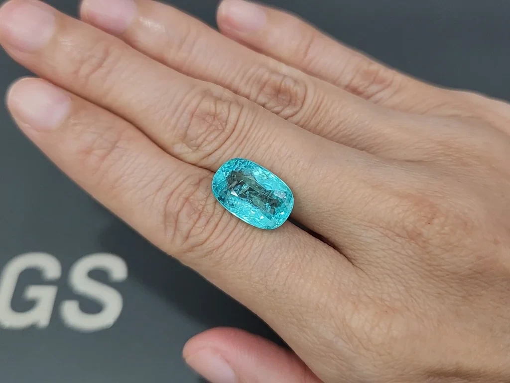 Neon Paraiba tourmaline greenish blue cushion cuts 7.47 carats, Mozambique Image №2