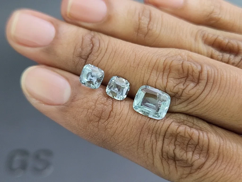 Set of aquamarines cushion cut 4.16 carats, Madagascar Image №2