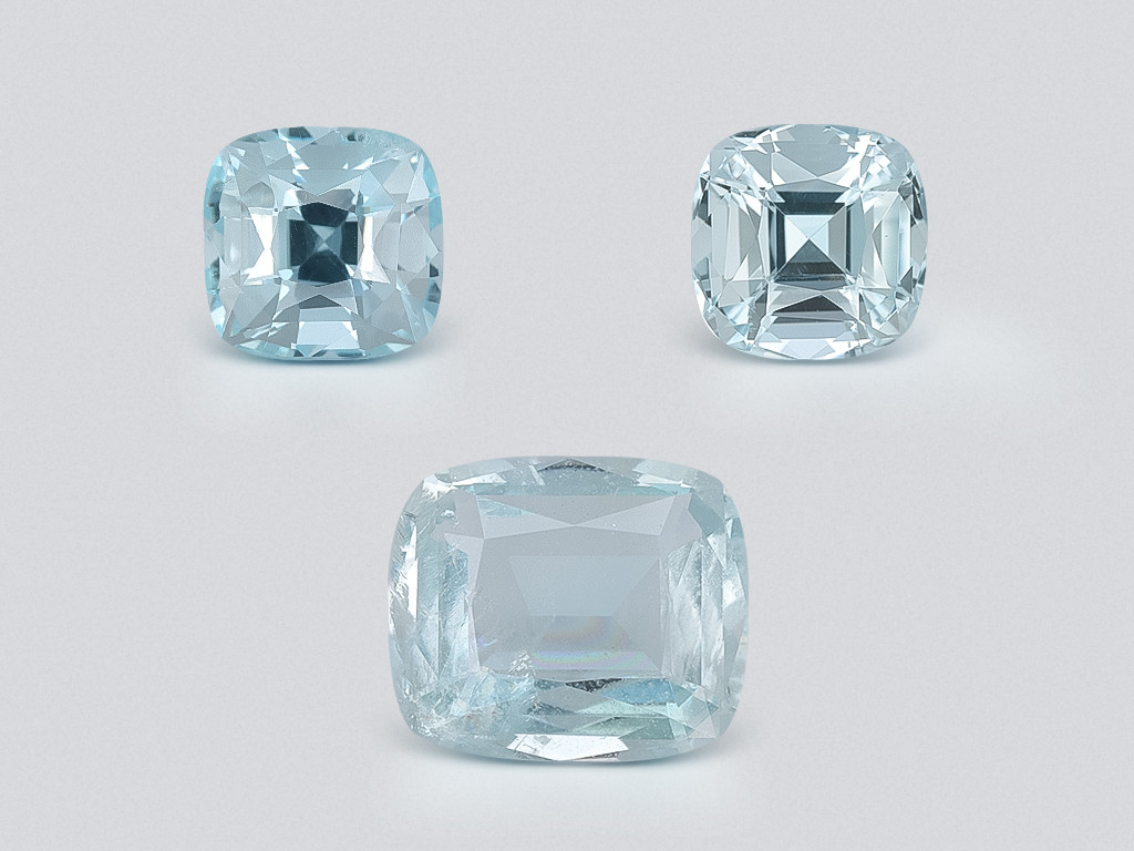 Set of aquamarines cushion cut 4.16 carats, Madagascar Image №1