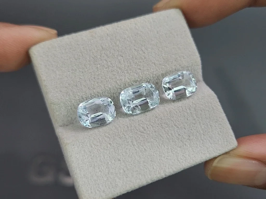 Set of aquamarines cushion cut 5.95 carats, Madagascar Image №5