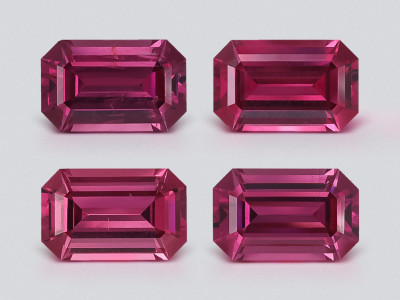 Set of garnets rhodolite octagon cut 5.04  carats, Madagascar photo