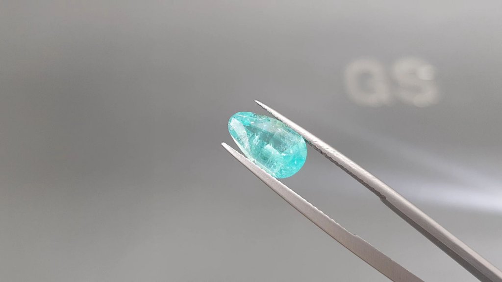 Neon Paraiba pear cut 2.40 carats, Mozambique Image №2