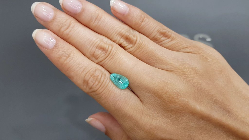 Neon Paraiba pear cut 2.40 carats, Mozambique Image №5