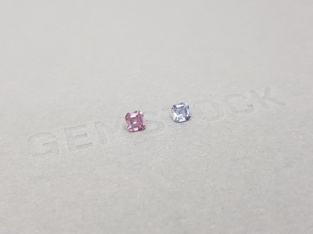 Contrasting pair of purple and lavender Asscher cut spinels 0.46 ct Image №2