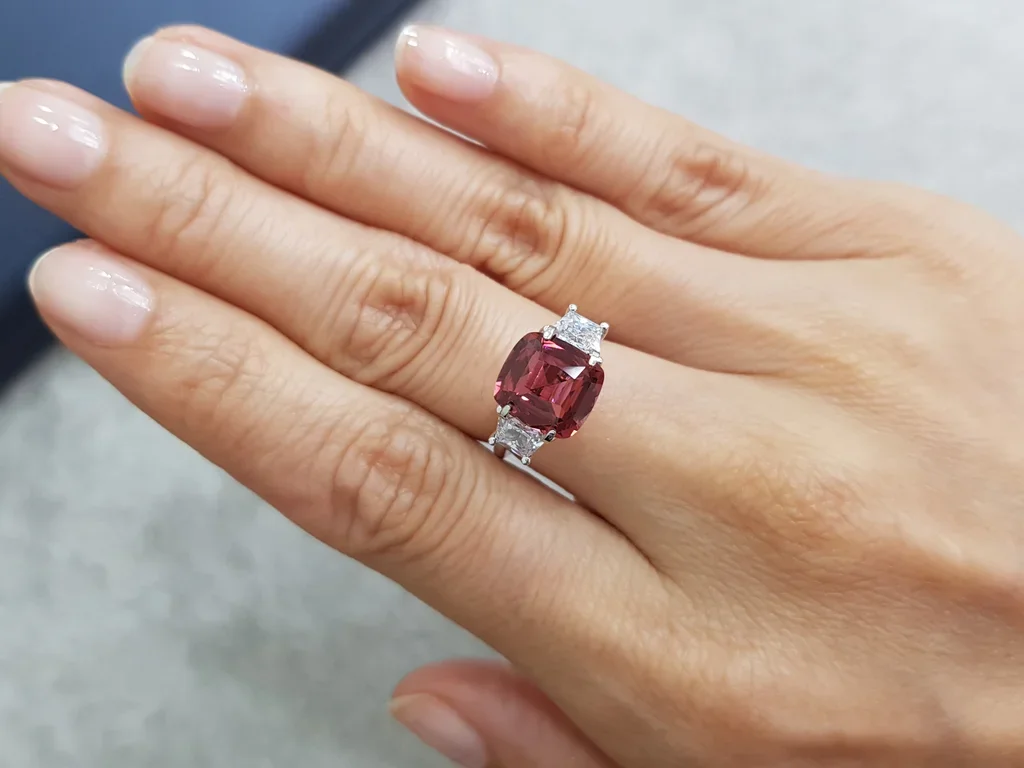 Orange-red cushion cut rubellite 2.59 ct, Africa Image №2