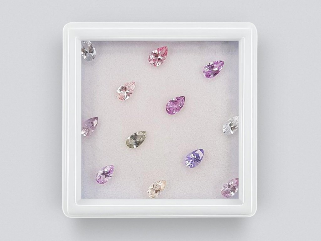 Set of calibrated sapphires 5x3 mm in pear cut 2.36 carats/12 pcs. Image №1
