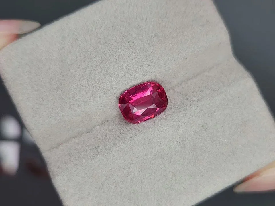 Vivid red-pink Mahenge spinel in cushion cut 2.01 carats, Tanzania Image №4