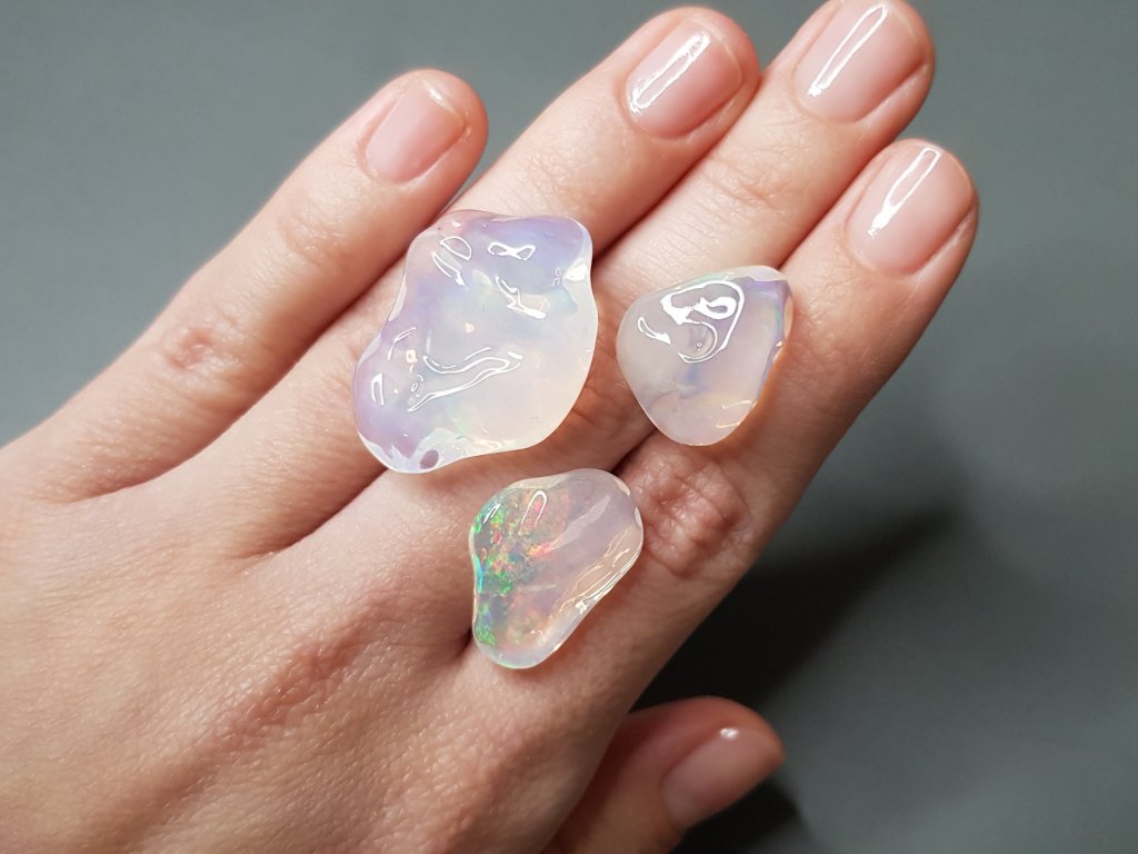 Mexican water opal set in fancy cut 44.85 carats Image №2
