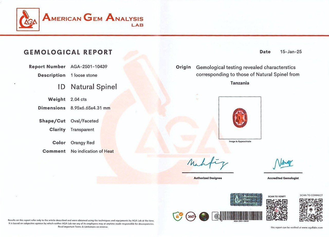 Spinel Mahenge Vivid orange-red oval cut 2.04 carats, Tanzania  Image №6