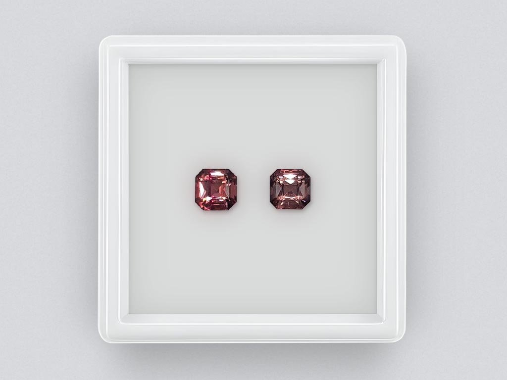 Pair of Asscher cut rubellites 1.42 carats Image №1