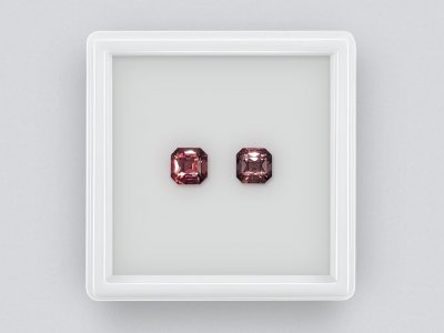 Pair of Asscher cut rubellites 1.42 carats photo