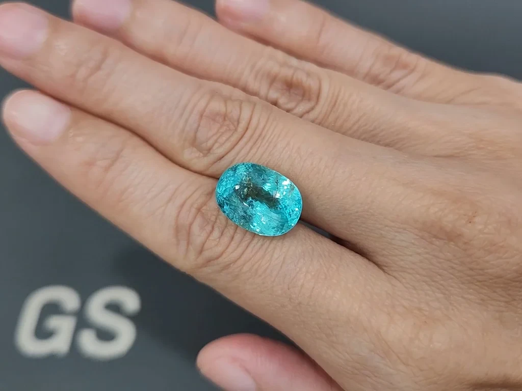 Neon Paraiba tourmaline greenish blue oval cut 9.91 carats, Mozambique Image №2