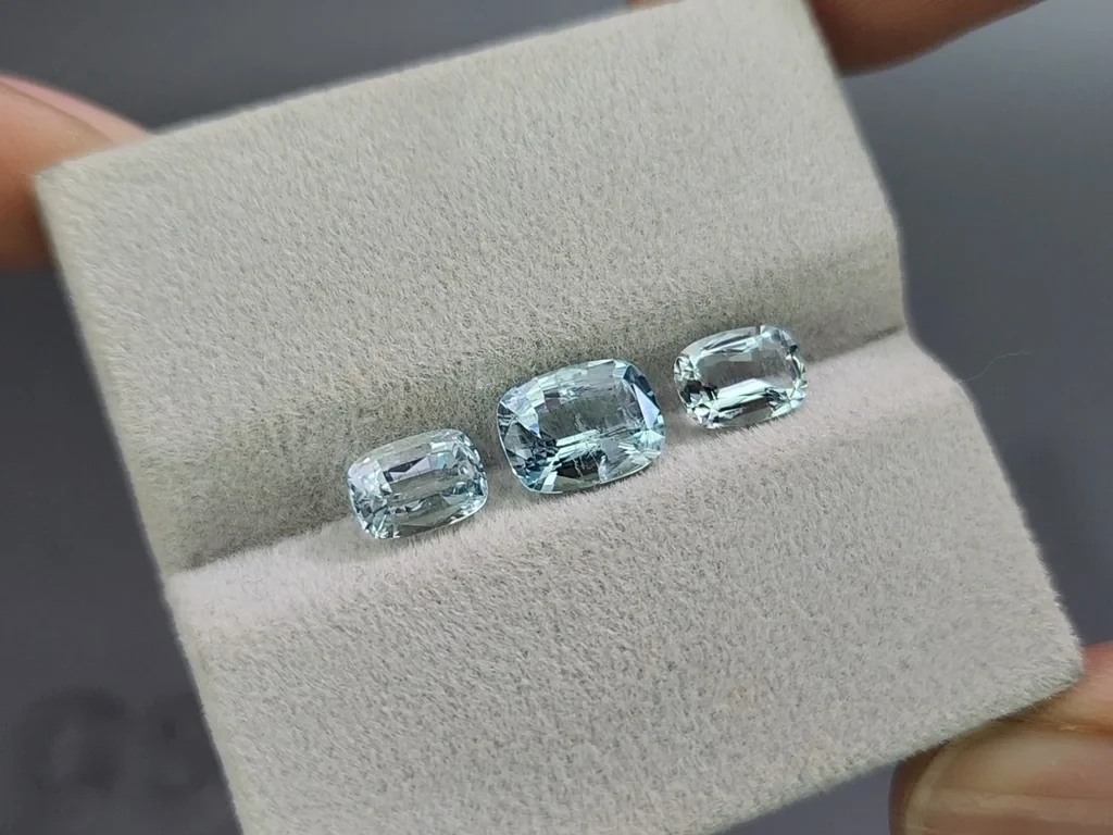 Set of aquamarines cushion cut 2.56 carats, Madagascar Image №5