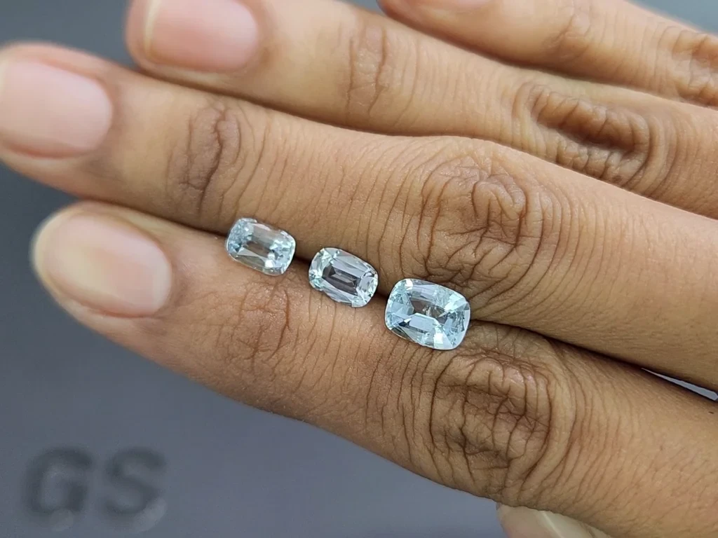 Set of aquamarines cushion cut 2.56 carats, Madagascar Image №2