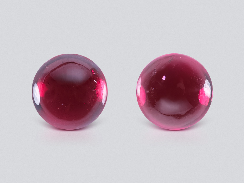 Pair of rhodolite garnets cabochon cut 4.34 carats, Madagascar Image №1