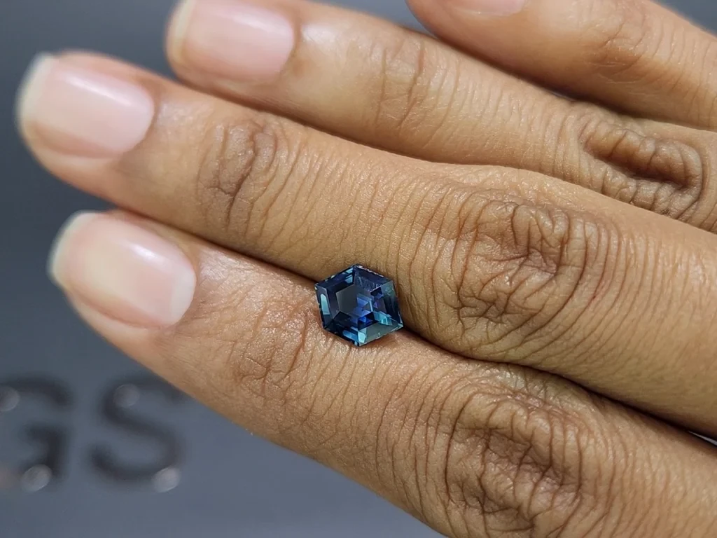Unheated Teal sapphire hexagonal cut 2.07 carats, Madagascar Image №2