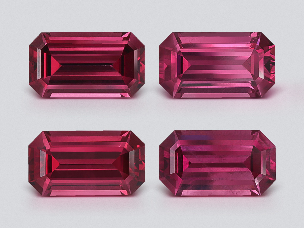 Set of garnets rhodolite octagon cut 3.74 carats, Madagascar Image №1