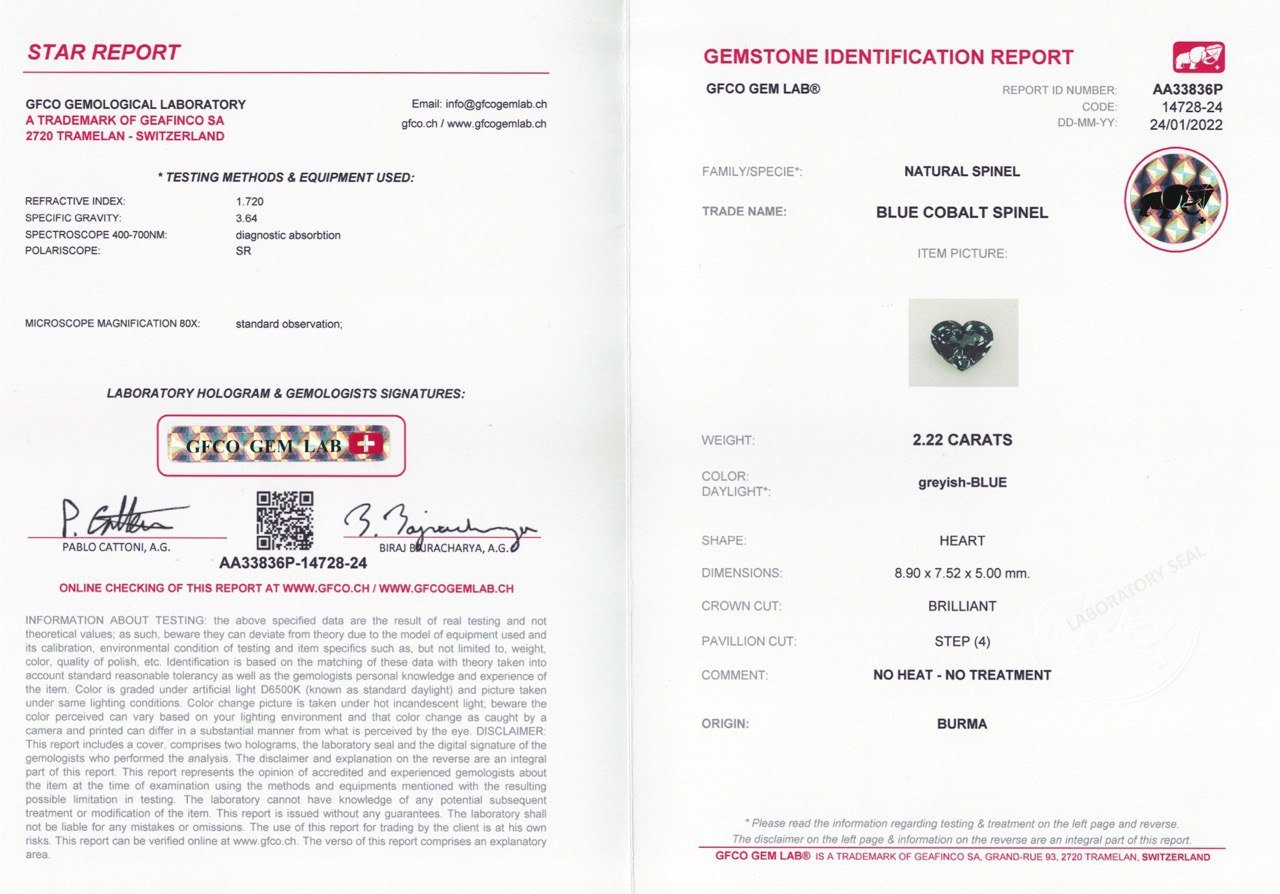Heart cut bluish gray spinel 2.22 ct, Burma Image №6