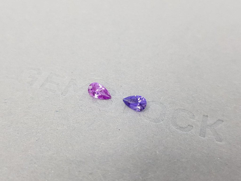 Pair of pear cut sapphires 0.62 ct, Madagascar Image №3