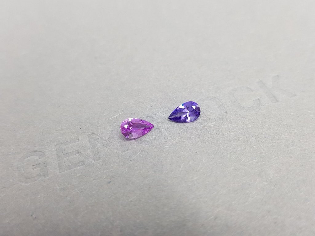 Pair of pear cut sapphires 0.62 ct, Madagascar Image №2