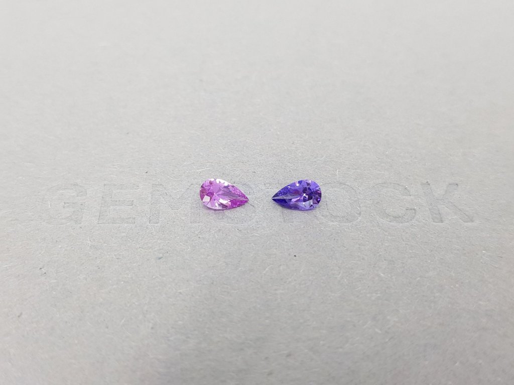 Pair of pear cut sapphires 0.62 ct, Madagascar Image №1