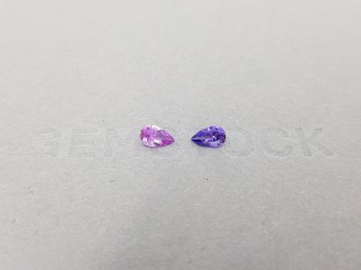 Pair of pear cut sapphires 0.62 ct, Madagascar photo