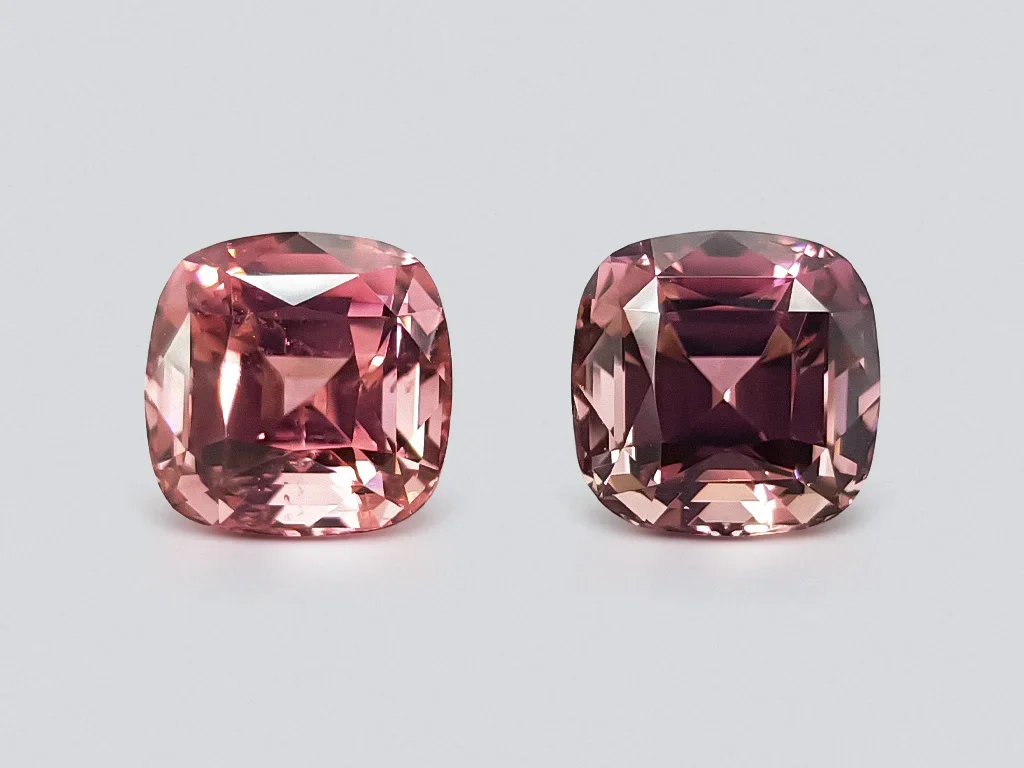 Pair of 9.48ct pink cushion cut African rubellites  Image №1